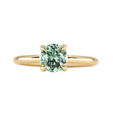 1.30ct Untreated Precision Cut Round Light Teal Montana Sapphire Classic 4 Prong Solitaire in 18k Yellow Gold