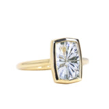 2.59ct Fantasy Cut Untreated Montana Sapphire Contemporary Bezel Set Ring in 18k Yellow