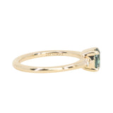 0.90ct Oval Light Blue Green Montana Sapphire and Princess Cut Diamond Rapids Low Profile Ring in 14k Yellow Gold