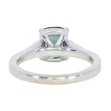 2.03ct Elongated Cushion Madagascar Sapphire and Diamond Vintage Cathedral Four Prong Ring in 14k White Gold