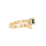 1.65ct Emerald Cut Color Shifting Madagascar Sapphire Prong Set Ripple Contour Solitaire in 14k Yellow Gold