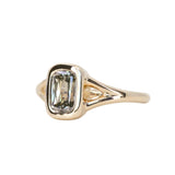 1.36ct Unique Cushion Cut Grey Champagne Diamond Split Shank Bezel Set Ring in 14k Yellow Gold