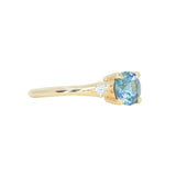 1.03ct Round Montana Sapphire and Princess Cut Diamond Rapids Low Profile Ring in 14k Yellow Gold