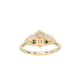 1.64ct Vintage Transitional Cut Diamond and Trillion Australian Sapphire Antique Style Compass Set Low Profile Ring with Scallop Details in 18k Yellow Gold