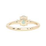 0.90ct Oval Light Blue Green Montana Sapphire and Princess Cut Diamond Rapids Low Profile Ring in 14k Yellow Gold
