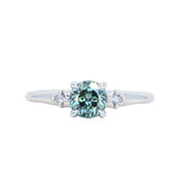 0.85ct Round Untreated Nigerian Sapphire and Princess Cut Diamond Rapids Low Profile Ring in 14k White Gold