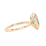 2.05ct Untreated Oval Opalescent Seafoam Green Nigerian Sapphire Antique-Style Diamond Halo Ring in 14k Yellow Gold