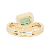 2.01ct Emerald Cut Madagascar Sapphire Bezel Set Ripple Contour Solitaire in 14k Yellow Gold