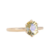 1.58ct Oval Bicolor Sunrise Montana Sapphire Lotus Solitaire in 14k Yellow Gold