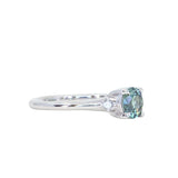 0.85ct Round Untreated Nigerian Sapphire and Princess Cut Diamond Rapids Low Profile Ring in 14k White Gold