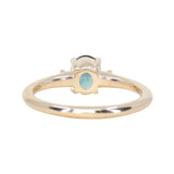 0.85ct Oval Deep Teal Montana Sapphire and Princess Cut Diamond Rapids Low Profile Ring in 14k Yellow Gold