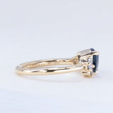 1.54ct Trillion Ocean Blue Montana Sapphire and Natural Diamond Mountainscape Ring in 14k Yellow Gold