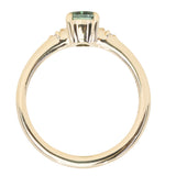 0.90ct Oval Light Blue Green Montana Sapphire and Princess Cut Diamond Rapids Low Profile Ring in 14k Yellow Gold