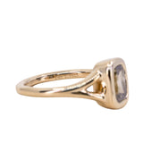 1.36ct Unique Cushion Cut Grey Champagne Diamond Split Shank Bezel Set Ring in 14k Yellow Gold