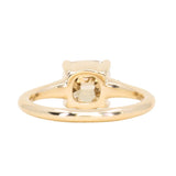 2.01ct GIA Natural Champagne Cushion Cut Diamond and White Diamond Low Profile East-West Ring in 14k Yellow Gold