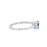 0.85ct Round Untreated Nigerian Sapphire and Princess Cut Diamond Rapids Low Profile Ring in 14k White Gold