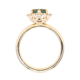 2.05ct Untreated Oval Opalescent Seafoam Green Nigerian Sapphire Antique-Style Diamond Halo Ring in 14k Yellow Gold