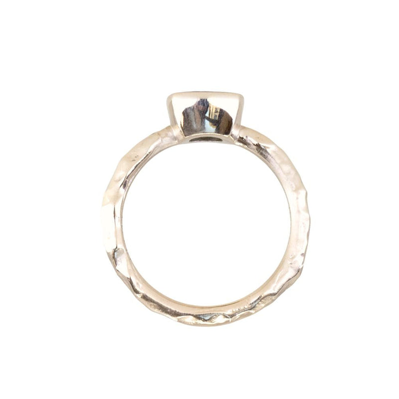 1.13ct Cushion Cut Rock Creek Montana Sapphire Low Profile Bezel Ring with Evergreen Texture and Milgrain in 14k Yellow Gold