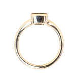 1.36ct Unique Cushion Cut Grey Champagne Diamond Split Shank Bezel Set Ring in 14k Yellow Gold