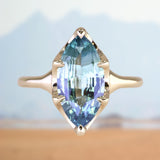 3.16ct Unheated Madagascar Marquise Sapphire Low Profile 6 Prong Solitaire in 14k Yellow Gold