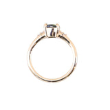 1.15ct Untreated Australian Parti Sapphire and Princess Cut Diamond Rapids Low Profile Ring in 14k Yellow Gold