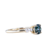 1.14ct Deep Teal Round Montana Sapphire and Diamond Starry Night Low Profile Solitaire in 14k Yellow Gold