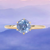 1.53ct Lavender Round Montana Sapphire Lotus Solitaire in 14k Yellow Gold