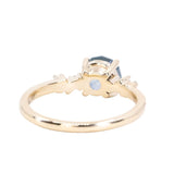 1.60ct Untreated Silky Montana Sapphire and Diamond Starry Night Low Profile Solitaire in 14k Yellow Gold