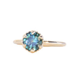 1.34ct Round Teal Montana Sapphire Scallop Cup Solitaire in 14k Yellow Gold