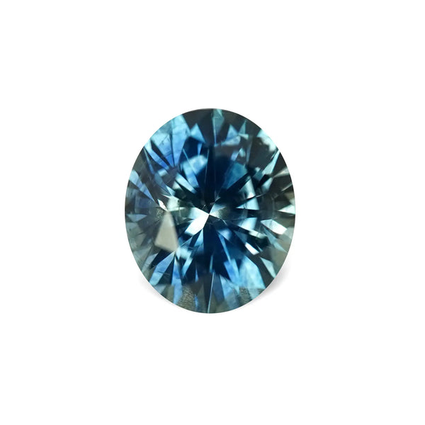 1.77CT OVAL PRECISION CUT MONTANA SAPPHIRE, BLUE GREEN, 7.5X6.8MM