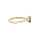 1.75ct Precision Cut Teal Oval Montana Sapphire Four Prong Evergreen Hidden Halo Solitaire in 14k Yellow Gold
