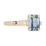 1.88ct Radiant Cut Parti Madagascar Sapphire and Diamond Vintage Cathedral Double Prong Ring in 14k Yellow Gold
