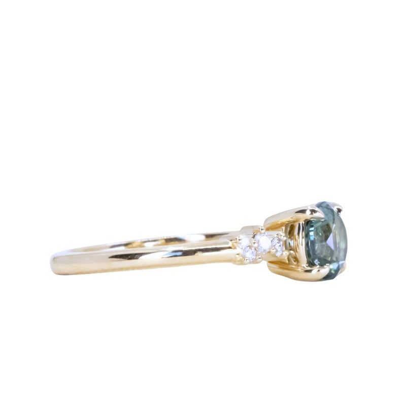 1.26ct Round Blue Montana Sapphire and Diamond Starry Night Low Profile Solitaire in 14k Yellow Gold