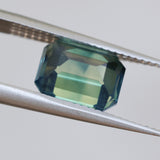 3.58CT MADAGASCAR EMERALD CUT SAPPHIRE, PARTI TEAL BLUE GREEN YELLOW, UNTREATED, 9X7X5.4MM