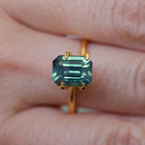 3.58CT MADAGASCAR EMERALD CUT SAPPHIRE, PARTI TEAL BLUE GREEN YELLOW, UNTREATED, 9X7X5.4MM