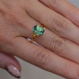 3.58CT MADAGASCAR EMERALD CUT SAPPHIRE, PARTI TEAL BLUE GREEN YELLOW, UNTREATED, 9X7X5.4MM