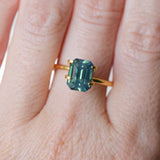 3.58CT MADAGASCAR EMERALD CUT SAPPHIRE, PARTI TEAL BLUE GREEN YELLOW, UNTREATED, 9X7X5.4MM