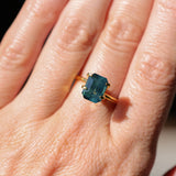 3.58CT MADAGASCAR EMERALD CUT SAPPHIRE, PARTI TEAL BLUE GREEN YELLOW, UNTREATED, 9X7X5.4MM