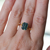 3.58CT MADAGASCAR EMERALD CUT SAPPHIRE, PARTI TEAL BLUE GREEN YELLOW, UNTREATED, 9X7X5.4MM