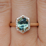 2.05ct Untreated Madagascar Oval Sapphire and Diamond Hexagon Stackable Halo in 14k Yellow Gold