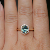 2.05ct Untreated Madagascar Oval Sapphire and Diamond Hexagon Stackable Halo in 14k Yellow Gold