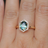 2.05ct Untreated Madagascar Oval Sapphire and Diamond Hexagon Stackable Halo in 14k Yellow Gold