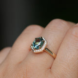 2.05ct Untreated Madagascar Oval Sapphire and Diamond Hexagon Stackable Halo in 14k Yellow Gold