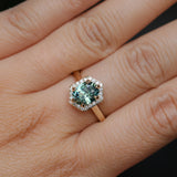 2.05ct Untreated Madagascar Oval Sapphire and Diamond Hexagon Stackable Halo in 14k Yellow Gold