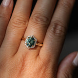2.05ct Untreated Madagascar Oval Sapphire and Diamond Hexagon Stackable Halo in 14k Yellow Gold