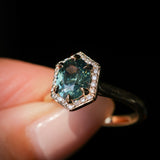 2.05ct Untreated Madagascar Oval Sapphire and Diamond Hexagon Stackable Halo in 14k Yellow Gold