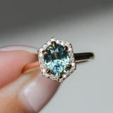 2.05ct Untreated Madagascar Oval Sapphire and Diamond Hexagon Stackable Halo in 14k Yellow Gold