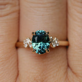 1.64ct Teal Blue Oval Montana Sapphire and Diamond Starry Night Stackable Solitaire in 14k Yellow Gold