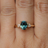 1.64ct Teal Blue Oval Montana Sapphire and Diamond Starry Night Stackable Solitaire in 14k Yellow Gold