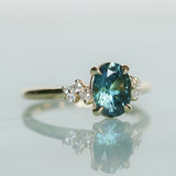 1.64ct Teal Blue Oval Montana Sapphire and Diamond Starry Night Stackable Solitaire in 14k Yellow Gold